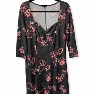 1XL BeBop Floral Dress in Charcoal and Pink (BG2)